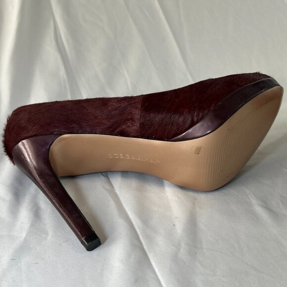 BCBGeneration Tinas2 Heels Burgundy Red Maroon Platform Women’s Sz 7.5B Faux Fur - Picture 8 of 15
